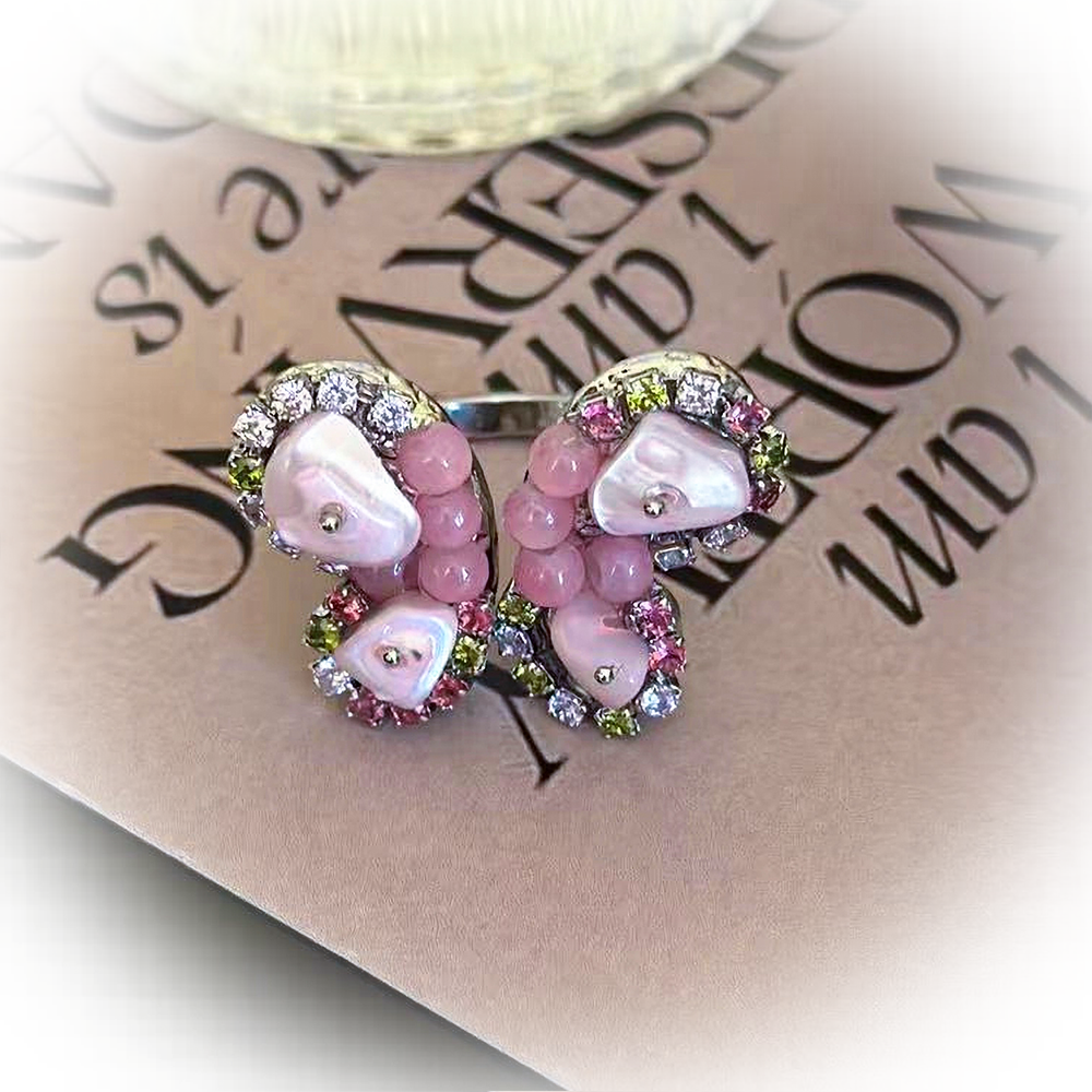 Kiwi Store - Y2K Beaded Ring ring kiwi store Pink Butterfly Ring - 1pc