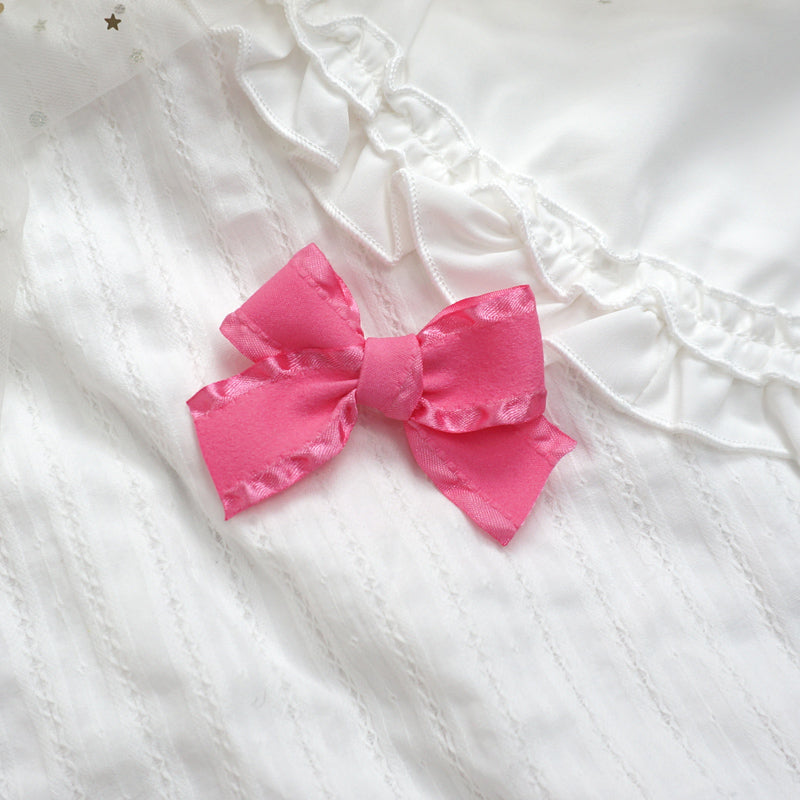 MaoJiang - Kawaii Pink Bow Hair Clip Handmade with Bell hair clip maojiang #10 - 1pc