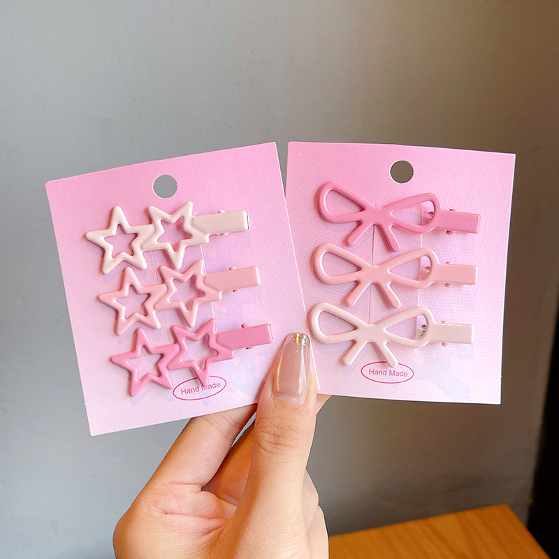 Decora Kei Hair Clip – Star & Heart Pink Acrylic hair clip duofeimao Bow + Star 6pcs Set