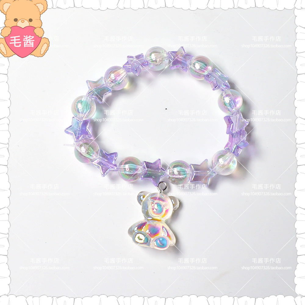 Maojiang Star Strawberry Bear Bracelet | Decora Beaded Accessory bracelet maojiang Bear & Purple Star Bracelet (1 piece)