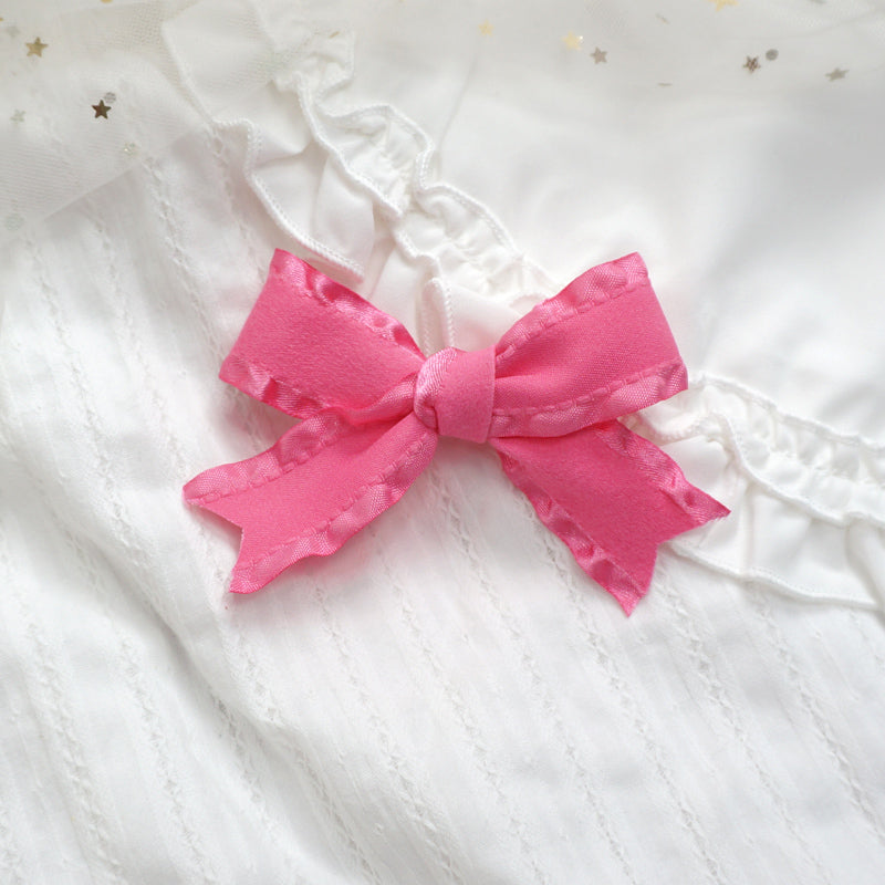 MaoJiang - Kawaii Pink Bow Hair Clip Handmade with Bell hair clip maojiang #11 - 1pc