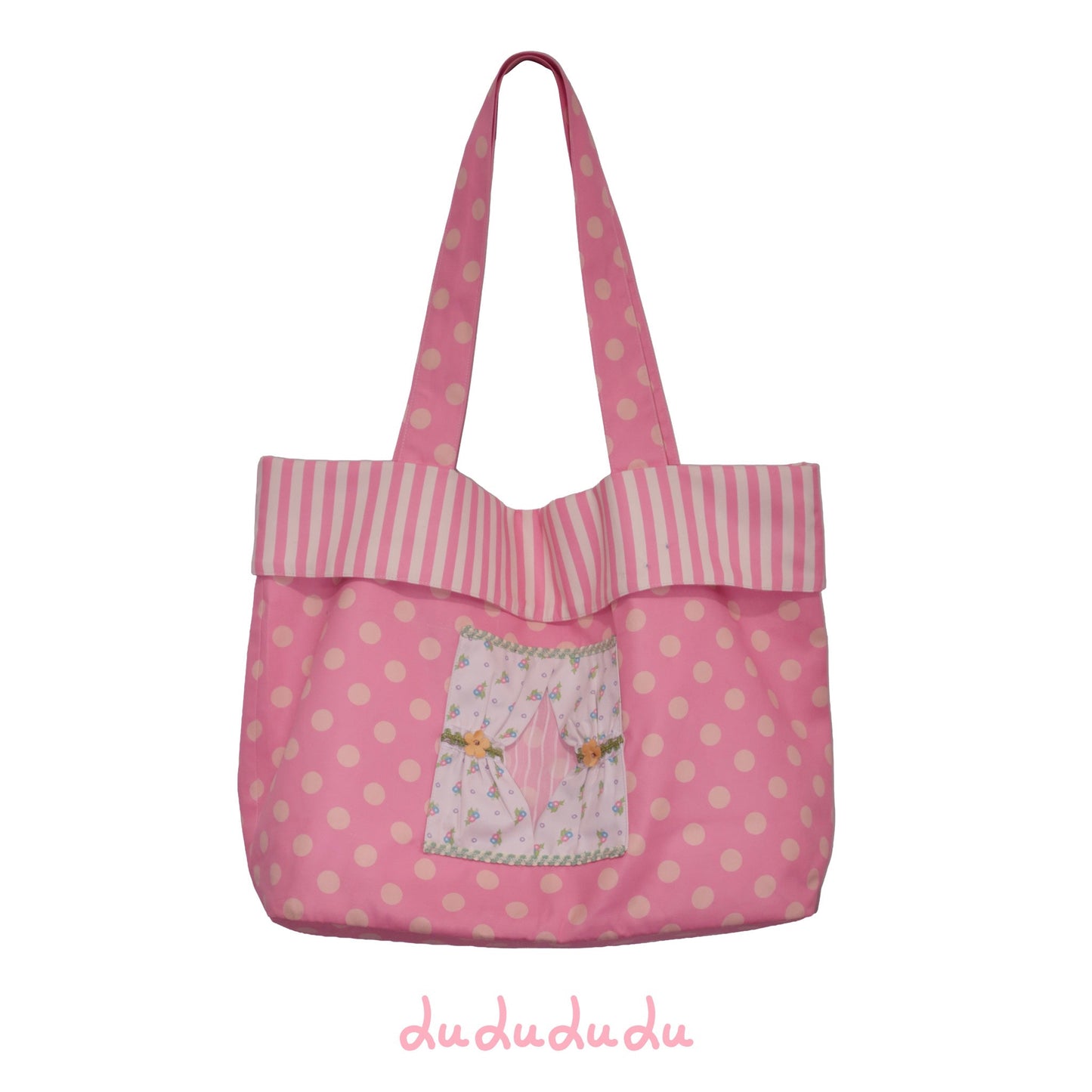 LULULULU - Curtain-Inspired Pink Polka Dot Tote Bag bag LULULULU
