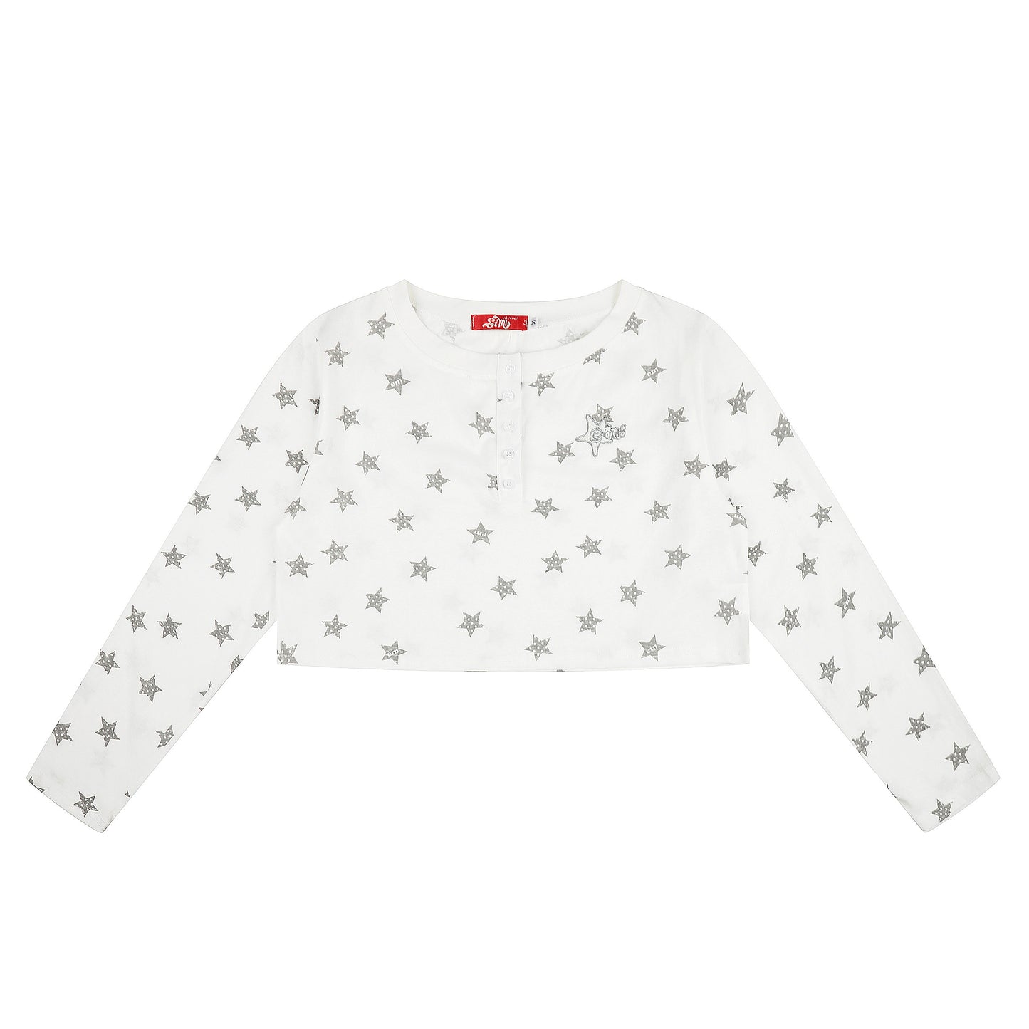 Languid Park - Star Print Cropped Long Sleeve Top shirt Languid Park White S