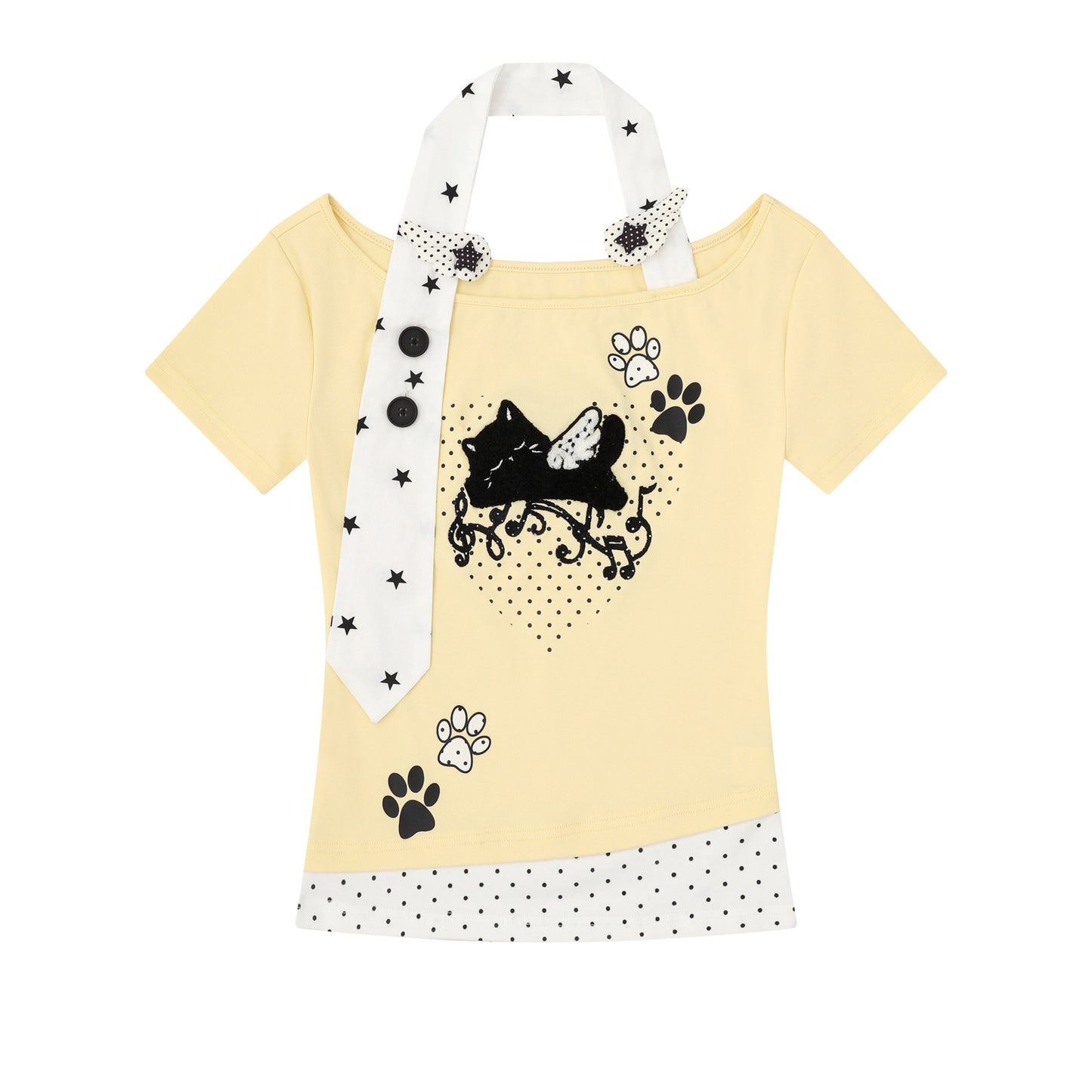 Languid Park - Polka Dot Short Sleeve Top tshirt Languid Park Yellow S