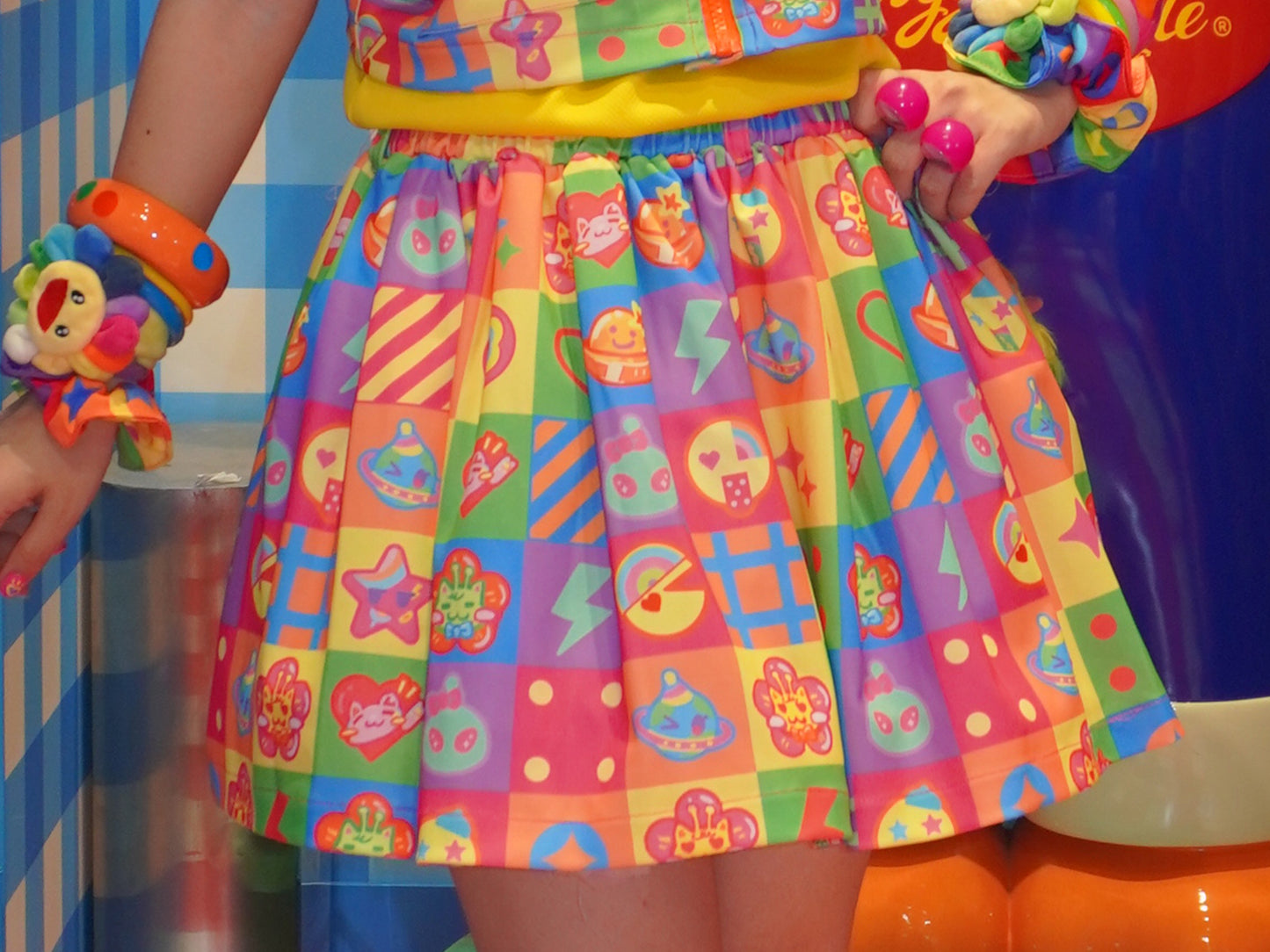 Dream Bubble - Rainbow Plaid Decora Kei Vest Skirt Set set Dream Bubble Skirt Only