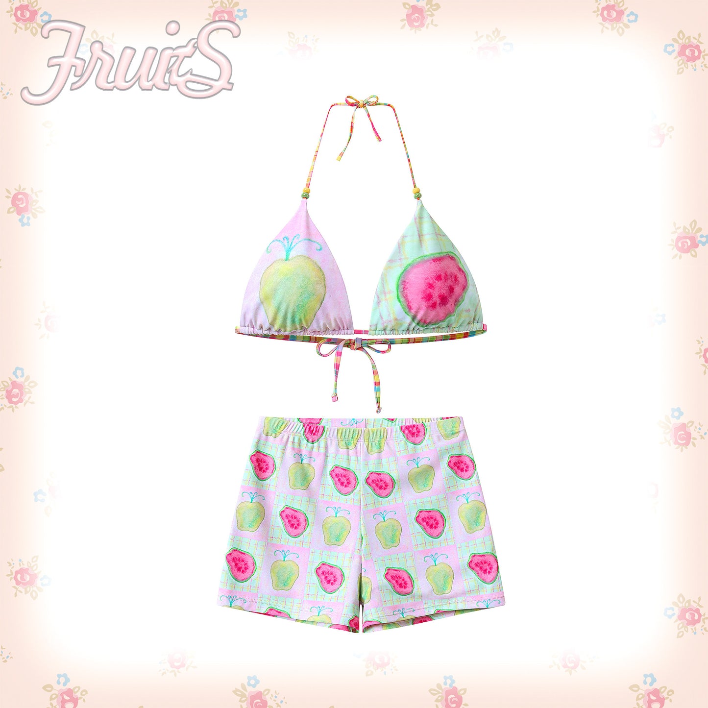 FRUITS - Strawberry Apple Print Bikini Set bikini Fruits Green S