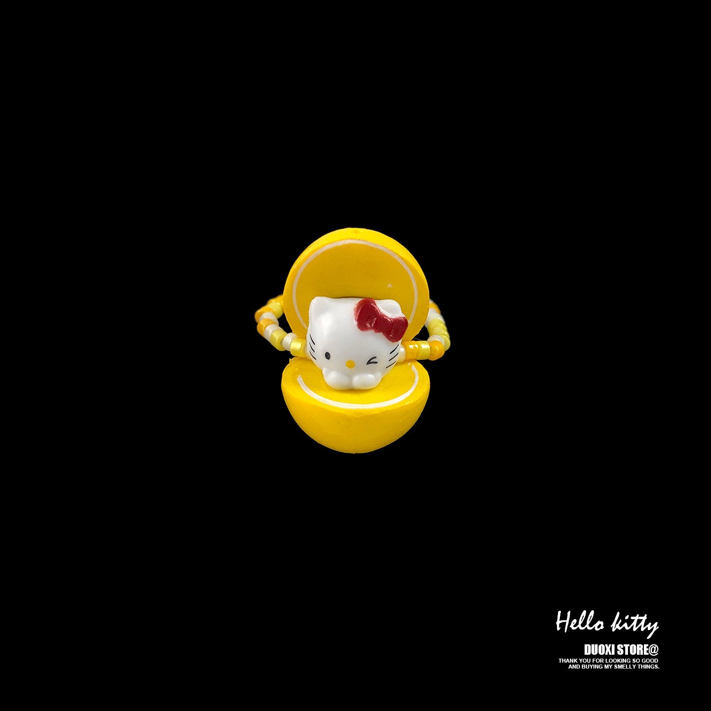Duoxi - Colorful Kawaii Cat Flower Statement Ring ring DuoXi Lemon Kitty