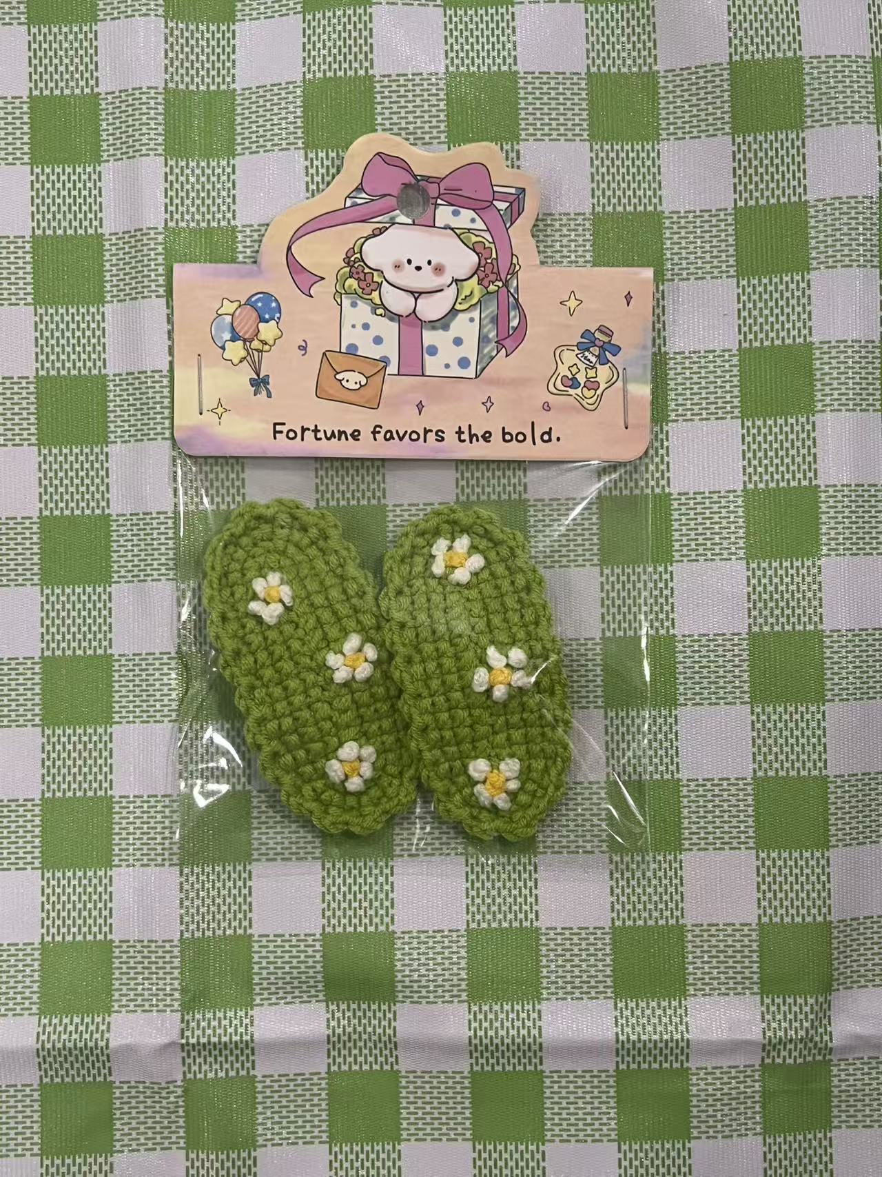 Handmade Kawaii Crochet Hair Clips Scrunchies Keychain hair clip Land Decora Daisy Hair Clip