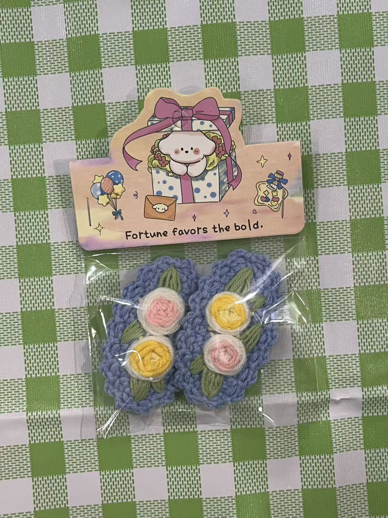 Handmade Kawaii Crochet Hair Clips Scrunchies Keychain hair clip Land Decora Purple Hair Clip