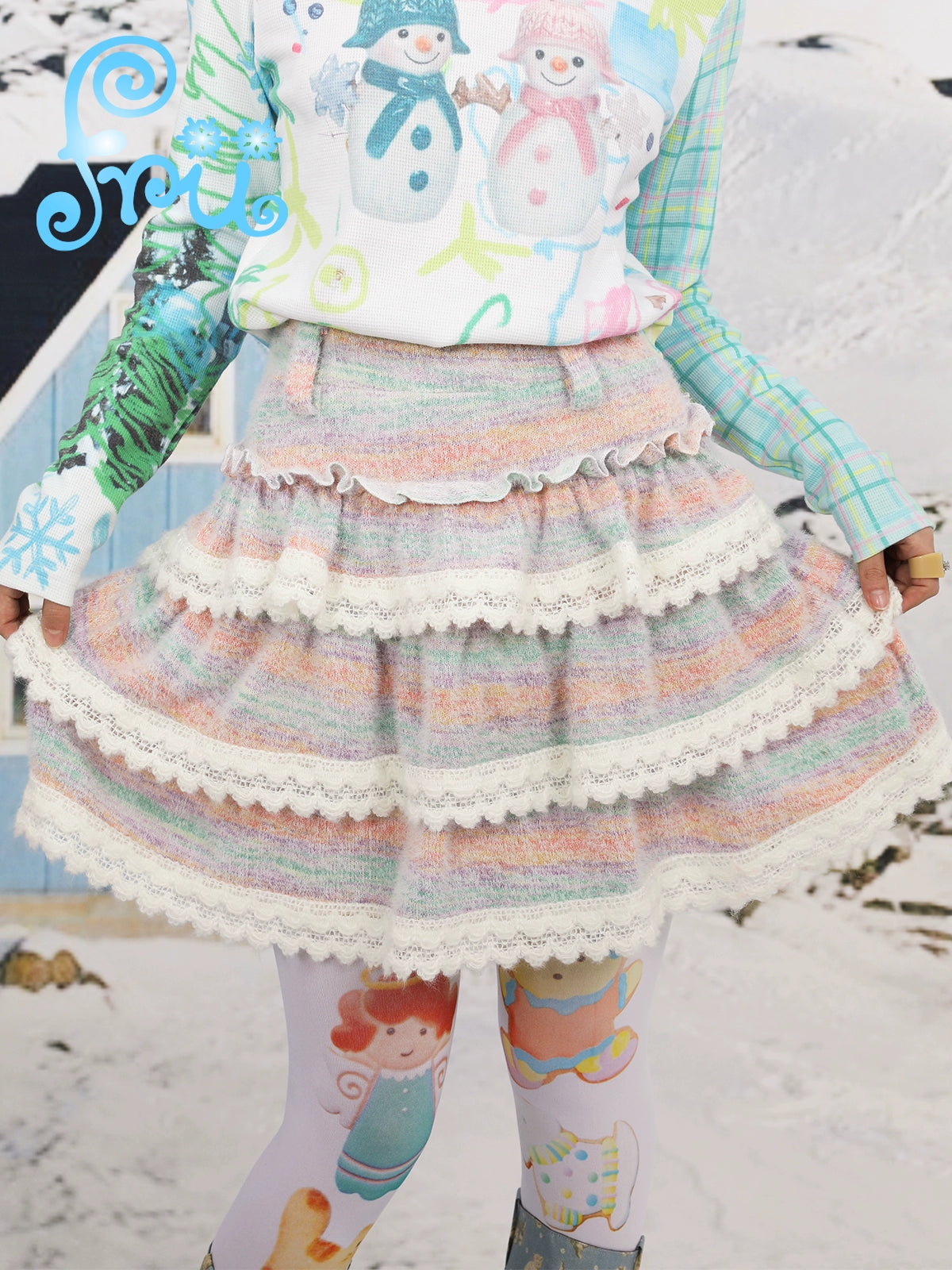 Harajuku Skirt Winter Tiered Skirt - FruFru Land Decora Harajuku Skirt Winter Tiered Skirt - FruFru Land Decora