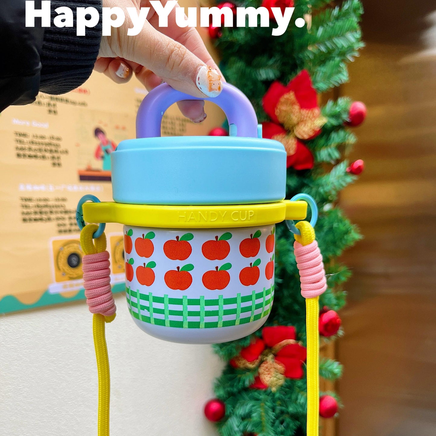 Harajuku Cup Stainless Steel Cup Straw Cup Crossbody Strap Cup cup HappyYummy