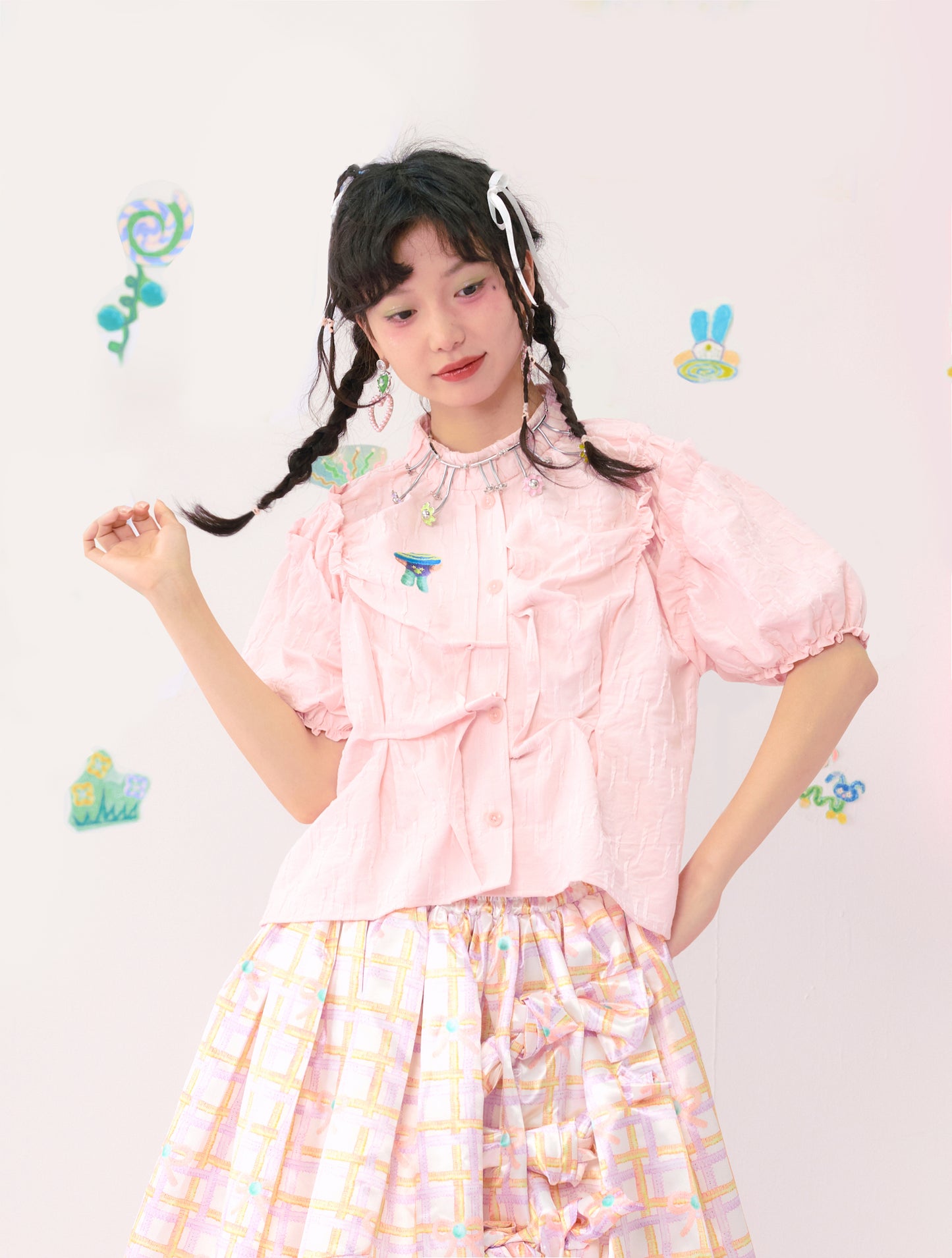Harajuku Shirt Placket Colorful Shirt Asymmetric Shirt Jacquard Shirt shirt HELPHELP