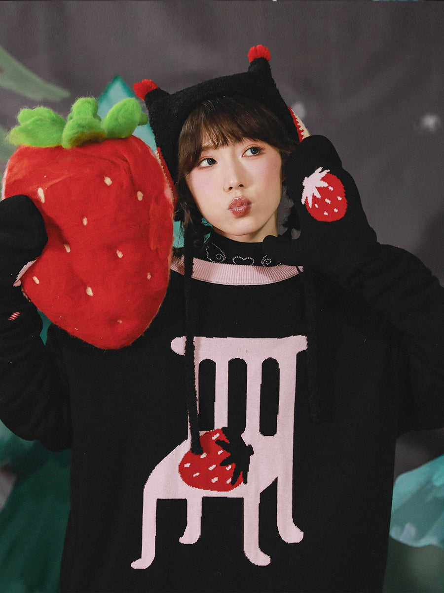 Meugler Forest Secret Strawberry Chair Fingerless Sleeve Sweater sweater Meugler