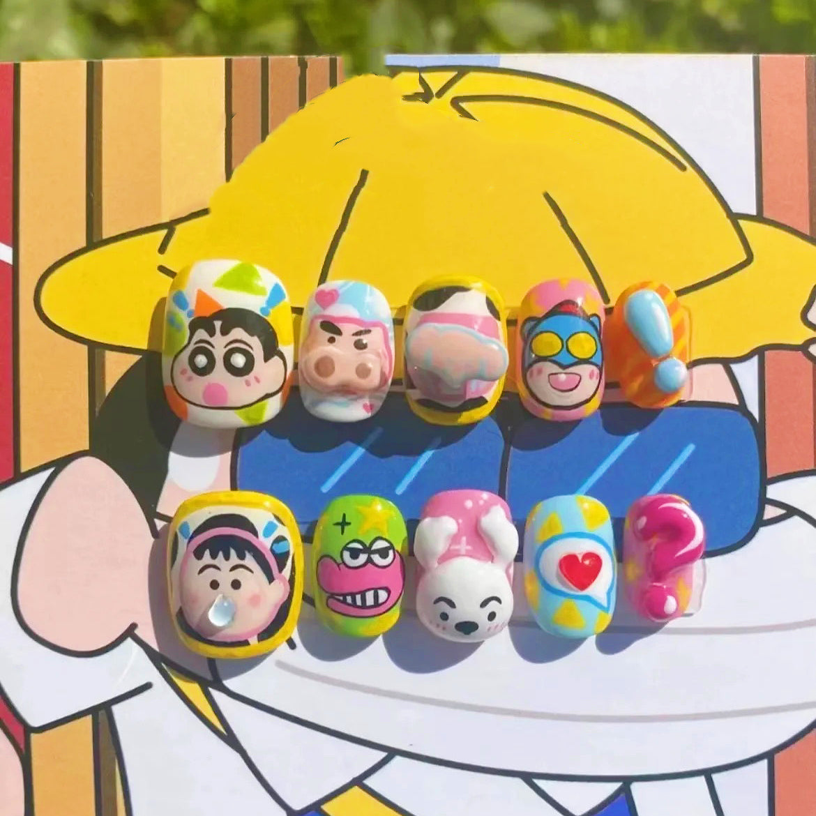 Puppy Crayon Shin-chan 3D Wearable Nail Art | Hand-Painted Cute Cartoon Graffiti Nails NAIL PUPPY