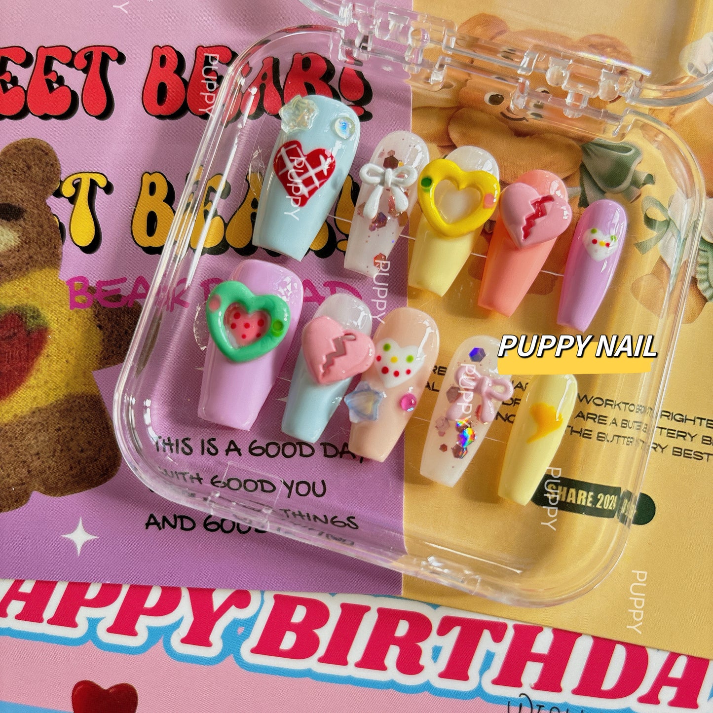 Puppy Dopamine Party Y2K Sexy Heart Nail Art Long Nails NAIL PUPPY