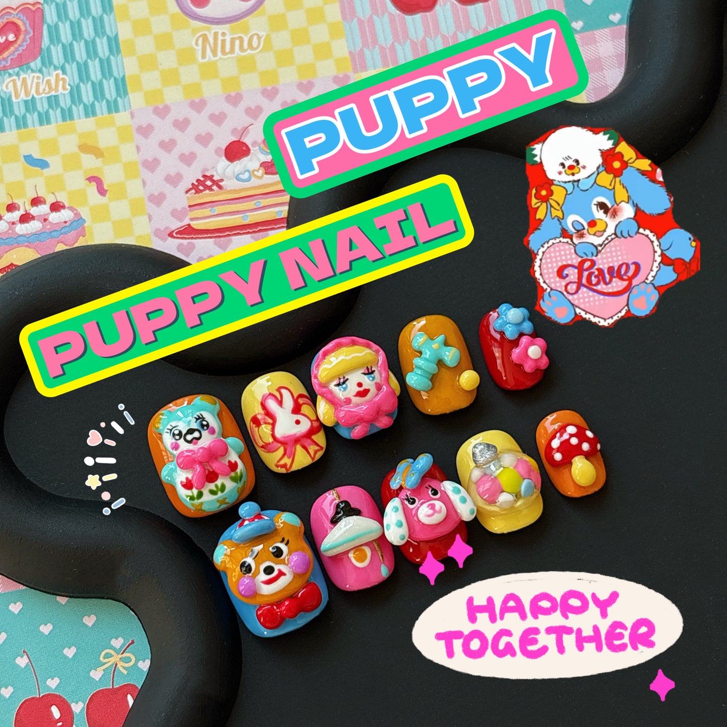 Puppy Retro Doll 3D Y2K Dopamine Christmas Nails NAIL PUPPY