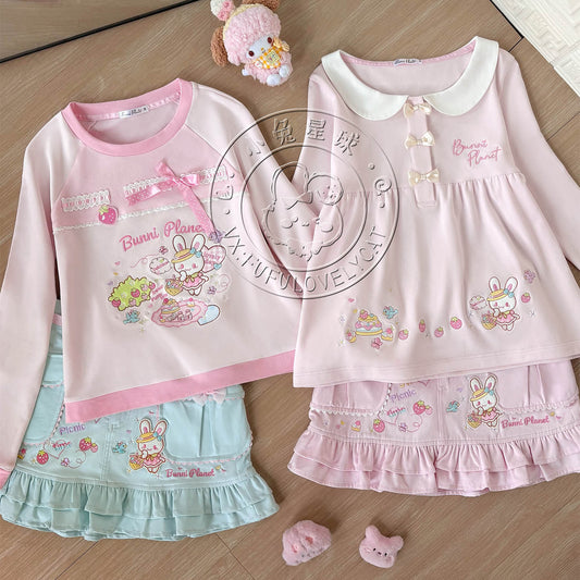 Bunny Planet - Picnic Bunny Embroidered Tee shirt bunnyplanet