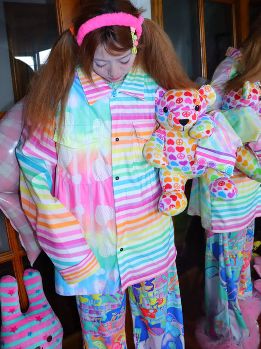 LEERROO - Rainbow Stripe Corduroy Shirt shirt Leerroo