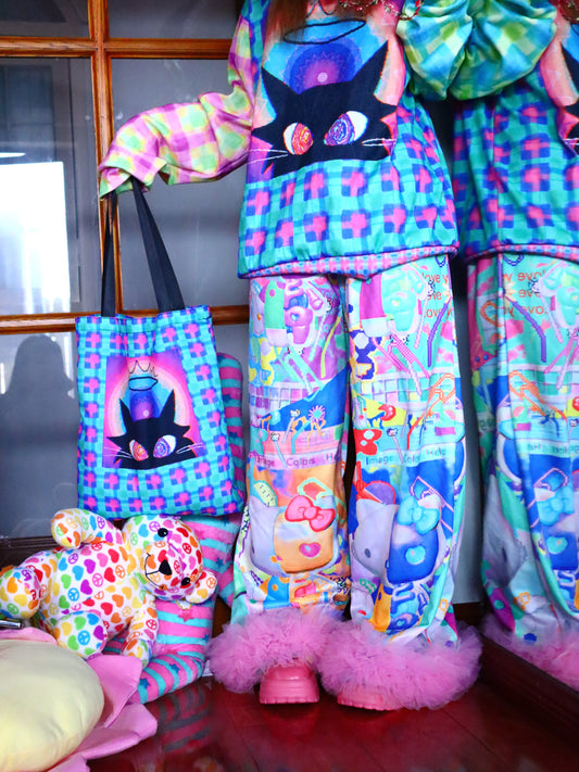 LEERROO - Decora Print Wide Leg Pants pants Leerroo