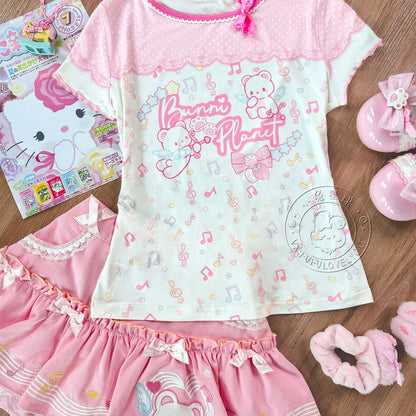 Bunny Planet - Bow Print Soft Tee tshirt bunnyplanet