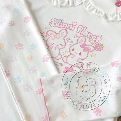 Bunny Planet - Strawberry Bunny Doll Collar Tee shirt bunnyplanet