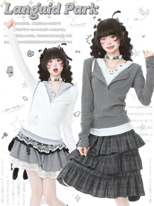 Languid Park - Star Rhinestone Hooded Tee shirt Languid Park