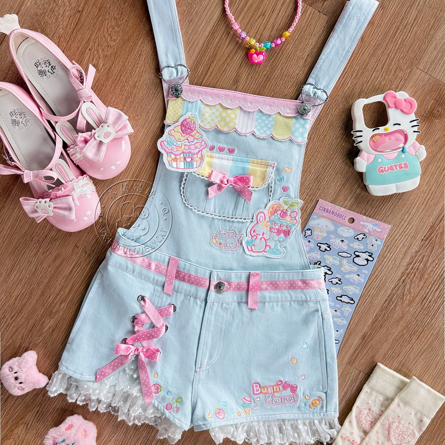 Bunny Planet - Embroidered Detachable Overalls overall bunnyplanet Blue S
