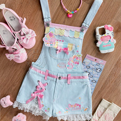 Bunny Planet - Embroidered Detachable Overalls overall bunnyplanet Blue S