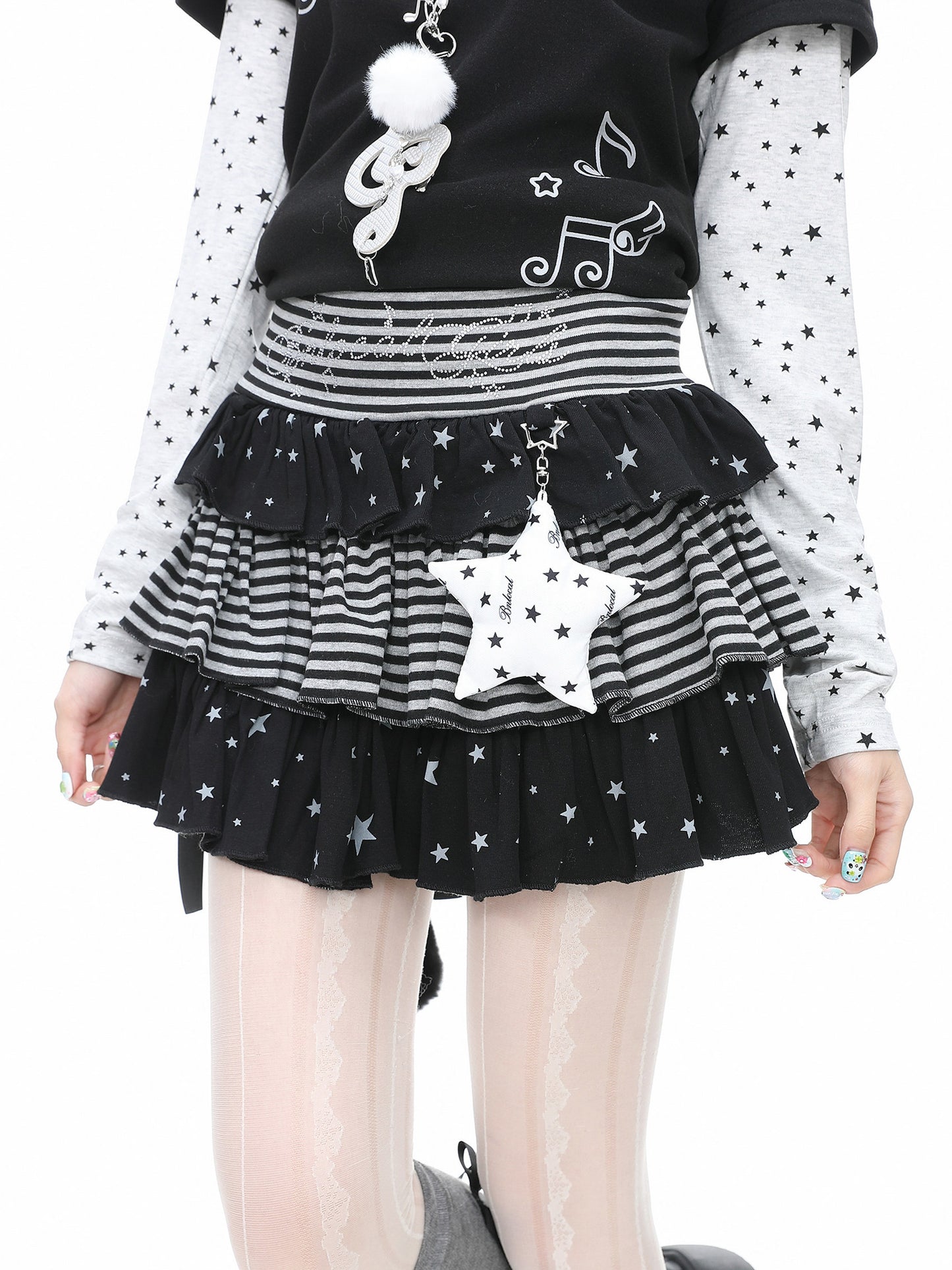 Languid Park - Star Stripe Puff Skirt skirt Languid Park Black S