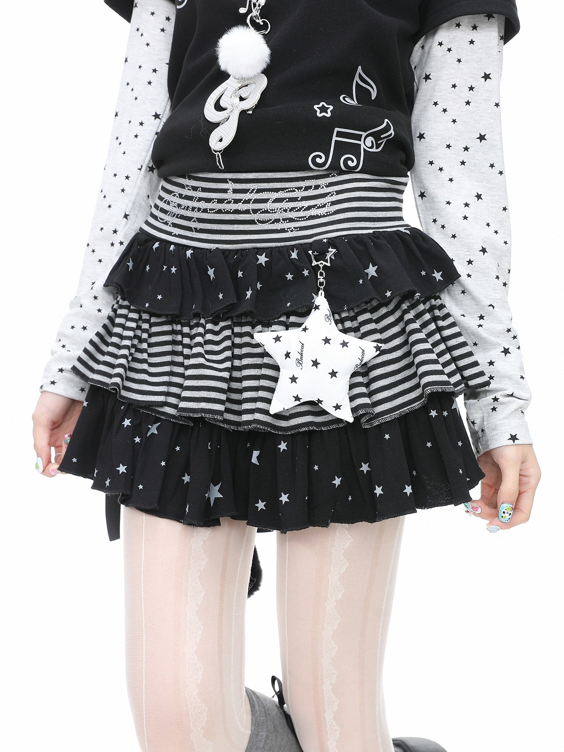 Languid Park - Star Stripe Puff Skirt skirt Languid Park Black S