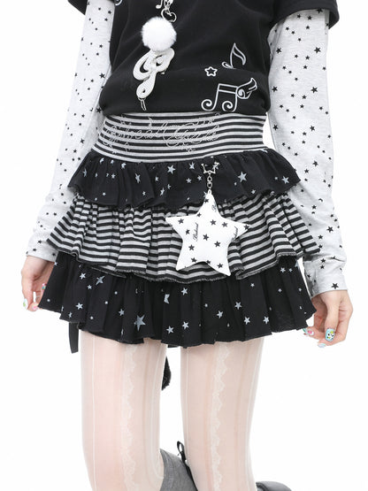 Languid Park - Star Stripe Puff Skirt skirt Languid Park Black S