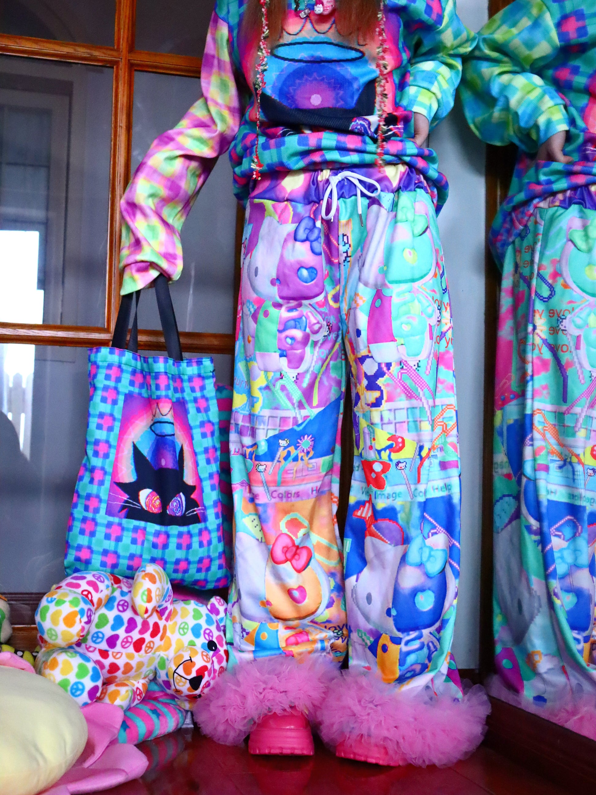 LEERROO - Decora Print Wide Leg Pants pants Leerroo