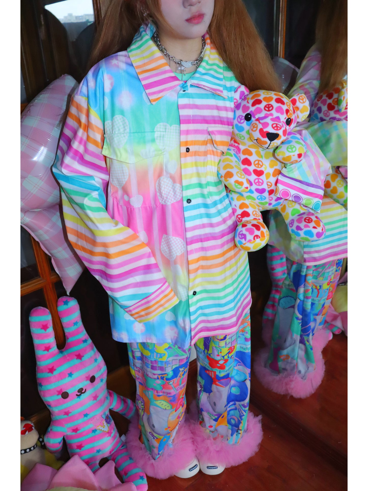 LEERROO - Rainbow Stripe Corduroy Shirt shirt Leerroo