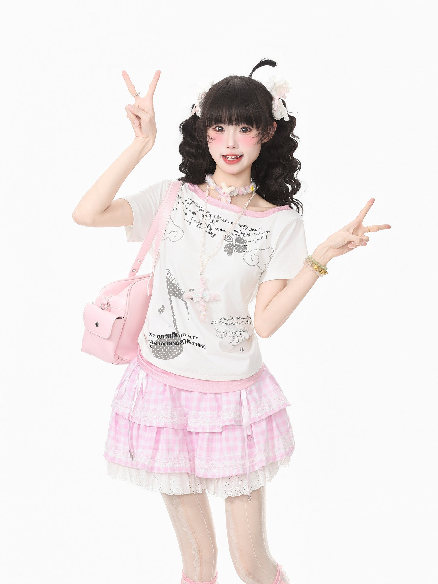 Languid Park - Rhinestone Layered Tee shirt Languid Park