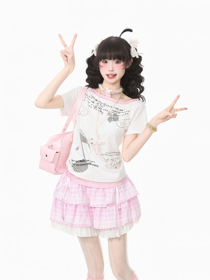 Languid Park - Rhinestone Layered Tee shirt Languid Park