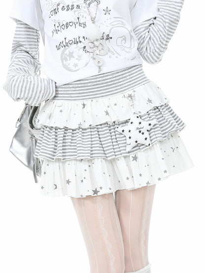 Languid Park - Star Stripe Puff Skirt skirt Languid Park White S