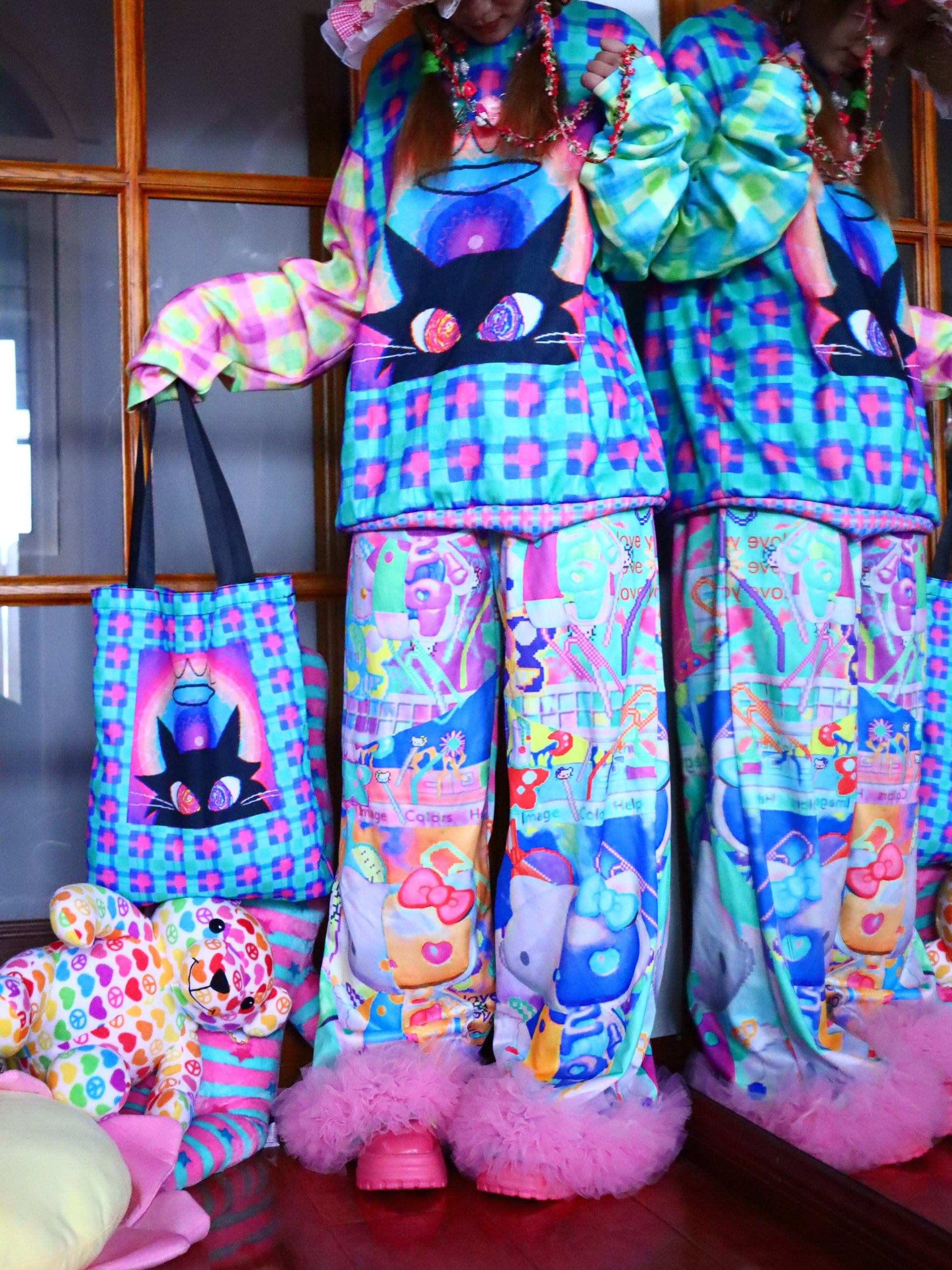 LEERROO - Decora Print Wide Leg Pants pants Leerroo