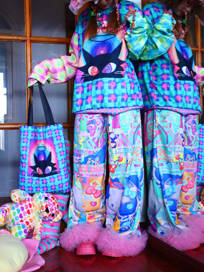 LEERROO - Decora Print Wide Leg Pants pants Leerroo