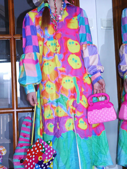 LEERROO - Clown Dot Print Midi Dress dress Leerroo
