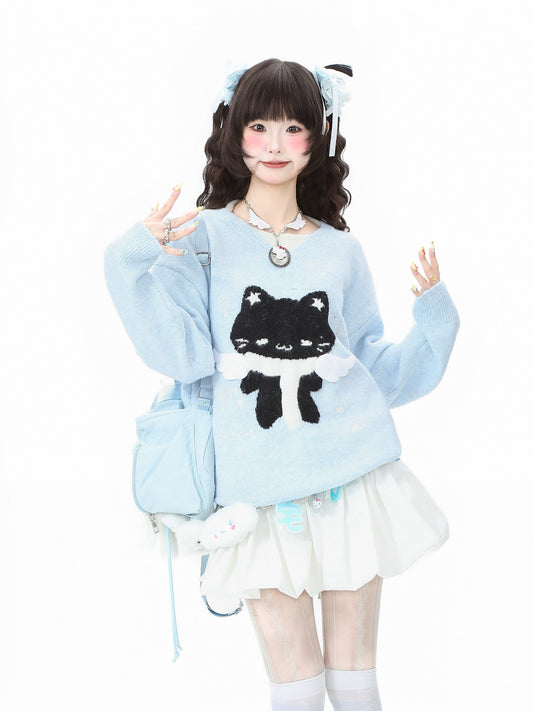 Languid Park - Cat Halter Layered Sweater sweater Languid Park Blue S