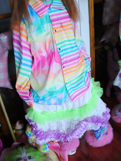 LEERROO - Rainbow Stripe Corduroy Shirt shirt Leerroo