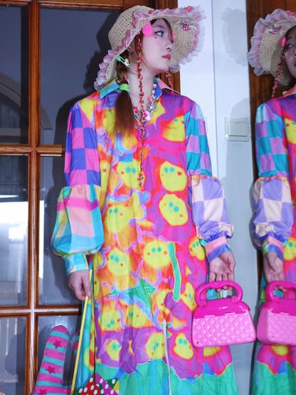 LEERROO - Clown Dot Print Midi Dress dress Leerroo