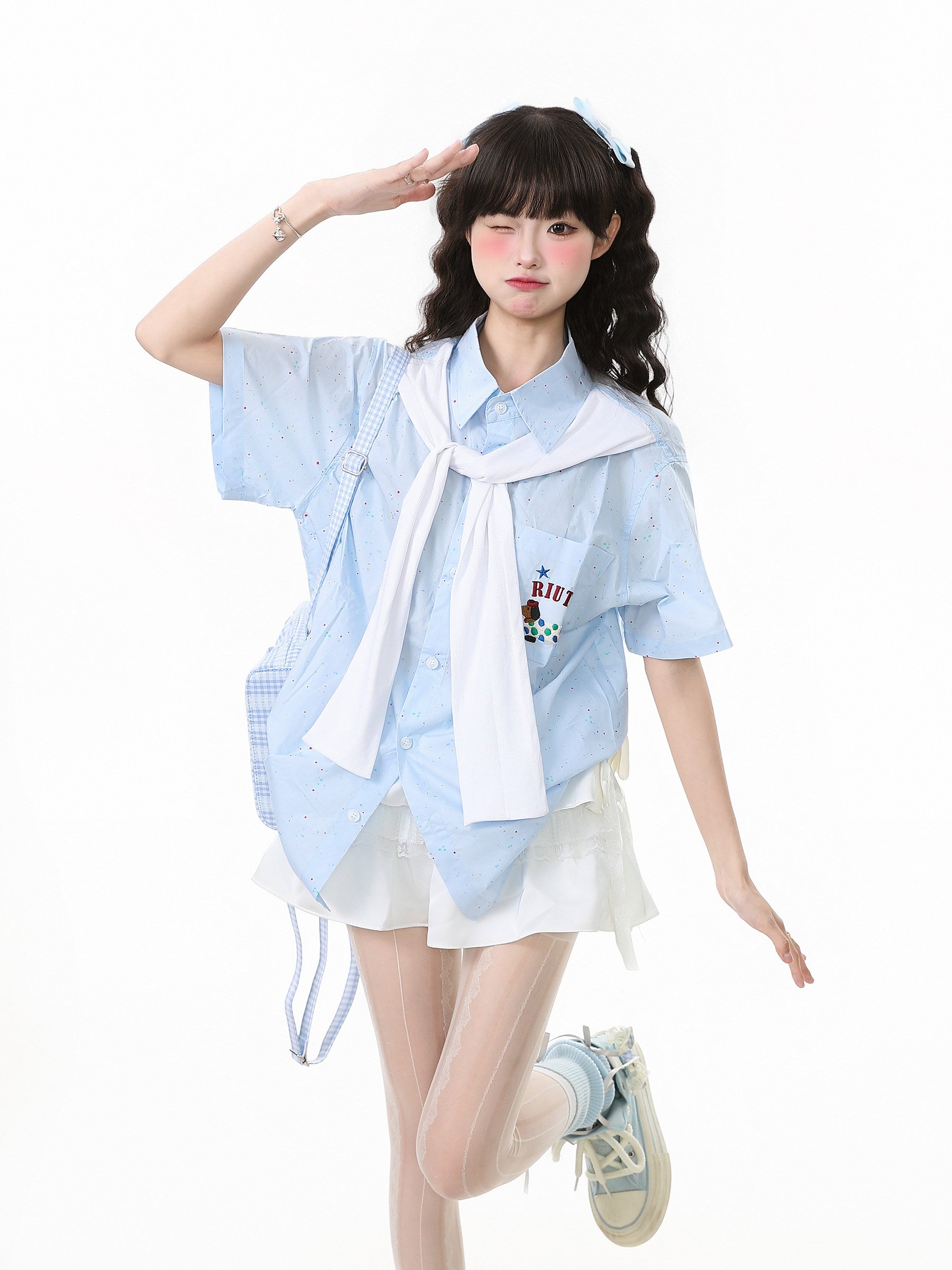 Languid Park - Blue Polo Dog Pattern Shirt shirt Languid Park