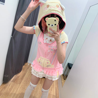 Bunny Planet - Cute Embroidered Short Sleeve Jacket sweatshirt bunnyplanet