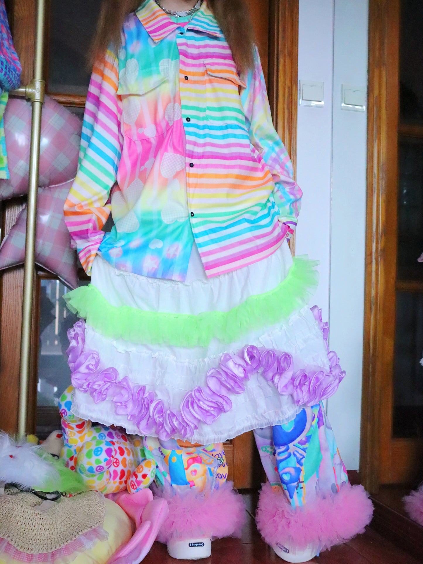 LEERROO - Rainbow Stripe Corduroy Shirt shirt Leerroo