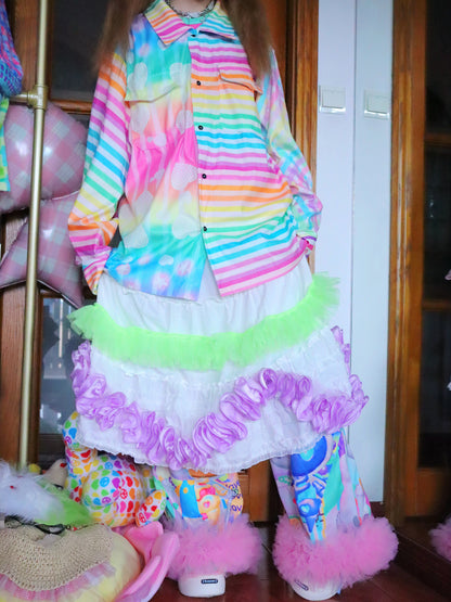 LEERROO - Rainbow Stripe Corduroy Shirt shirt Leerroo
