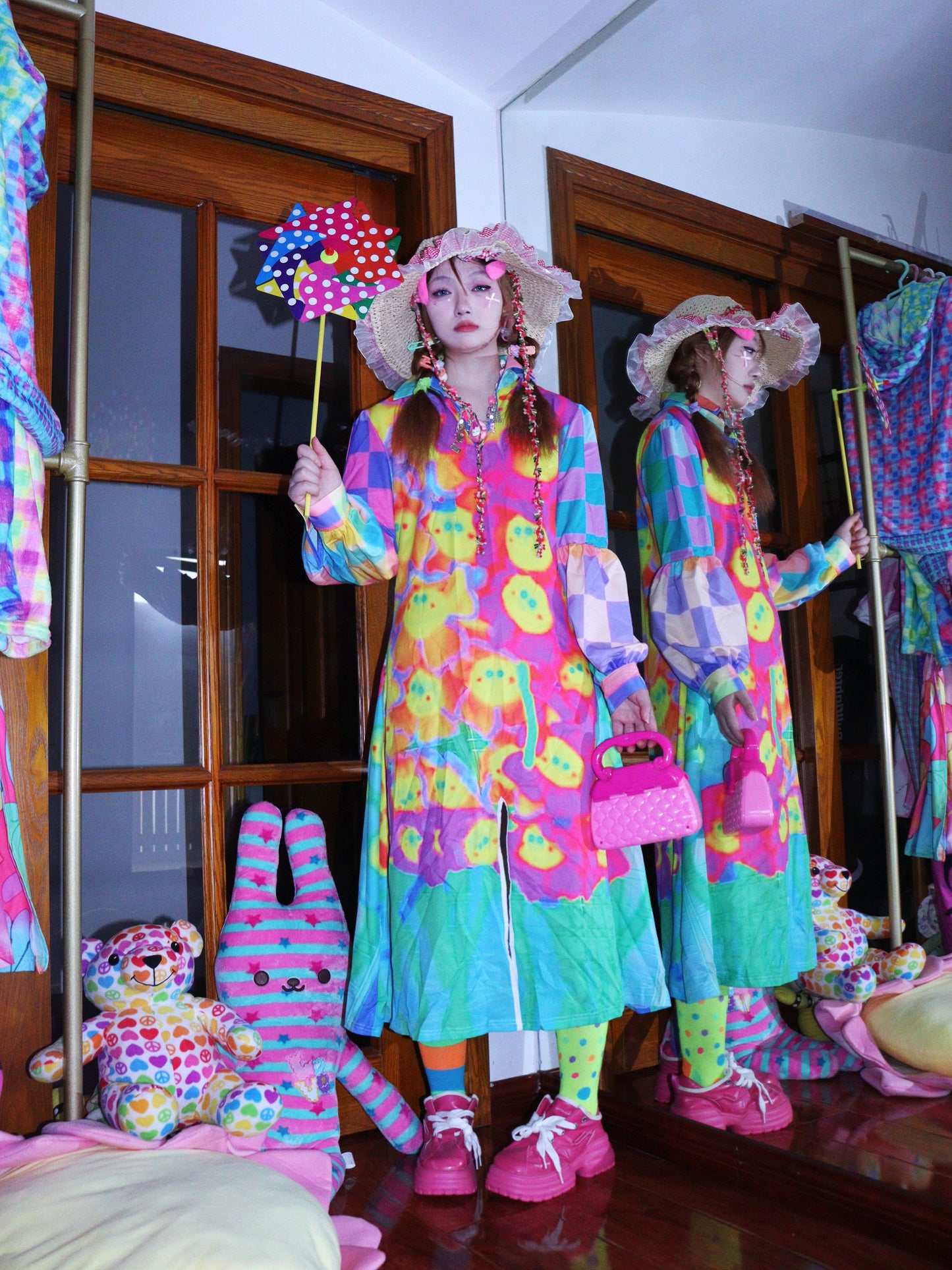 LEERROO - Clown Dot Print Midi Dress dress Leerroo