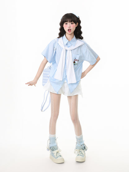 Languid Park - Blue Polo Dog Pattern Shirt shirt Languid Park