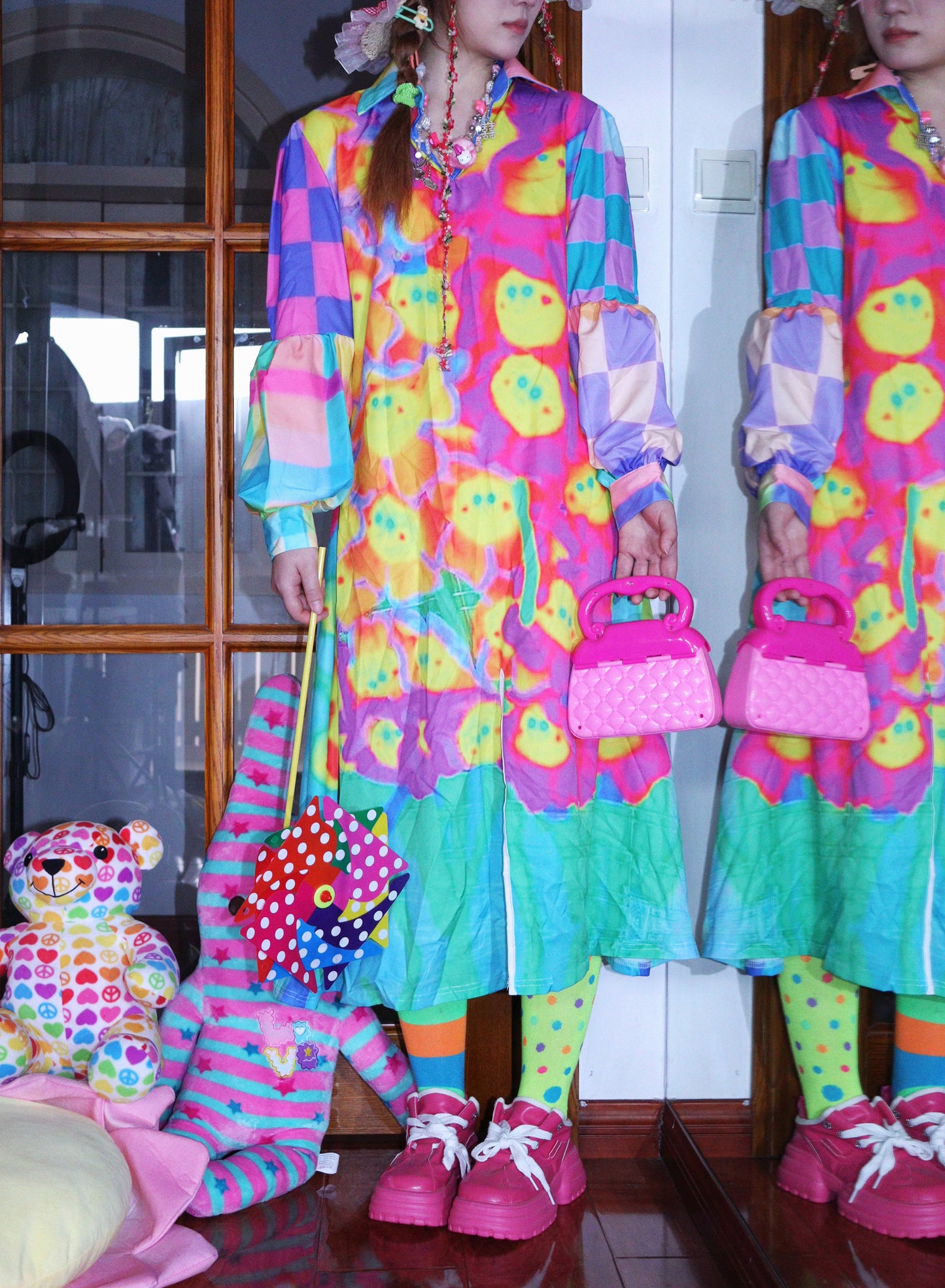 LEERROO - Clown Dot Print Midi Dress dress Leerroo