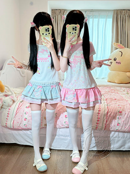 Bunny Planet - Bear Embroidered Suspender Dress overall bunnyplanet